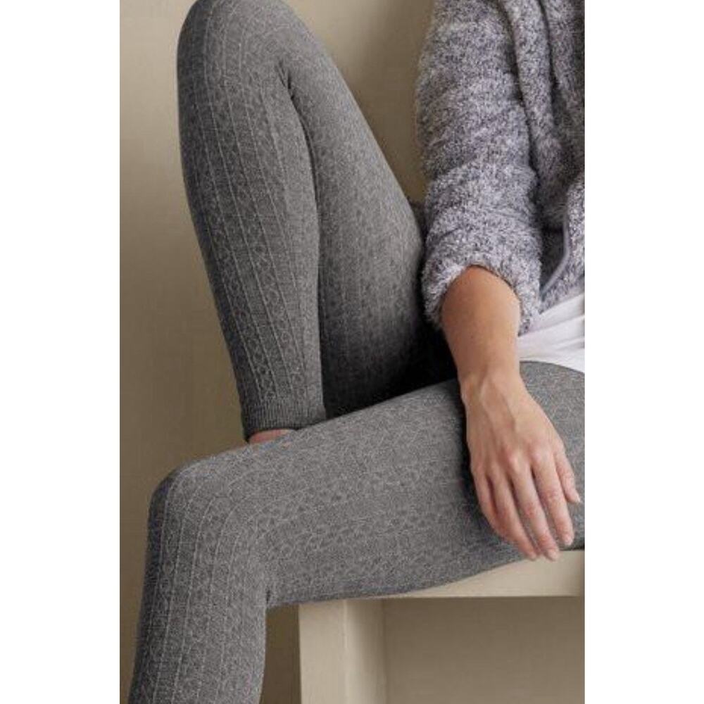 Soft Surroundings Gray Sweater Knit Fleece Leggings 3X High Rise NWT - Picture 2 of 7